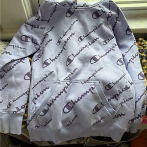 Champion Lavender Pullover Hoodie with Purple Logo Accents